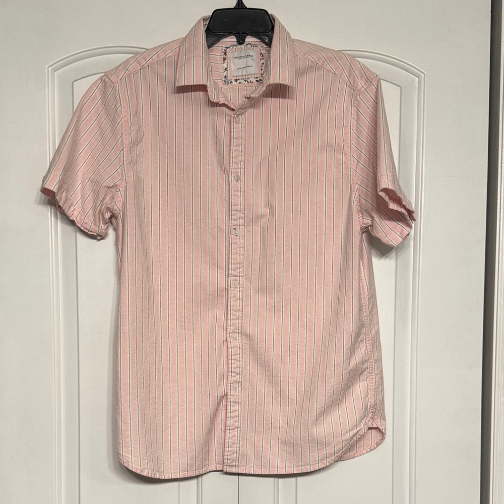 Denim & Flower Light Pink Striped Button Down Shirt